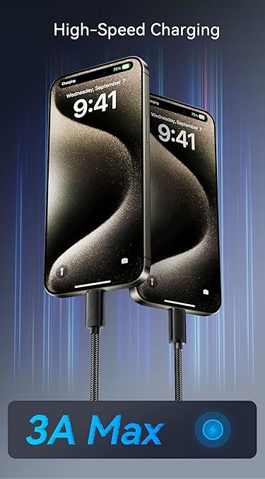(3.3FT, 2Pack) CarPlay iPhone Charger Cable, MFi Certified USB to USB C Cable for Apple iPhone 17 Series, Premium Woven USB-A to Type C Cord for iPhone Air/16 Pro Max/16e/15 Pro/15 Plus, iPad - Black