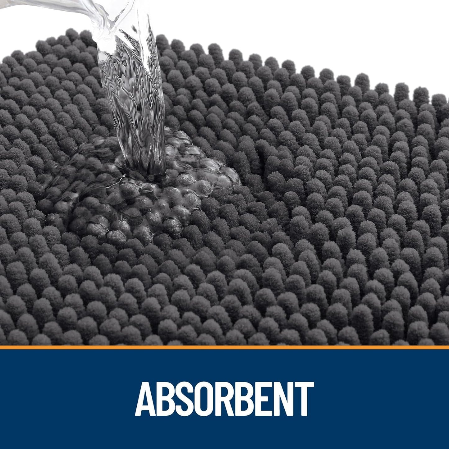 OLANLY Dog Door Mat - Absorbent Non-Slip Mud Mat for Paws | 47x20 Dark Grey Chenille Design