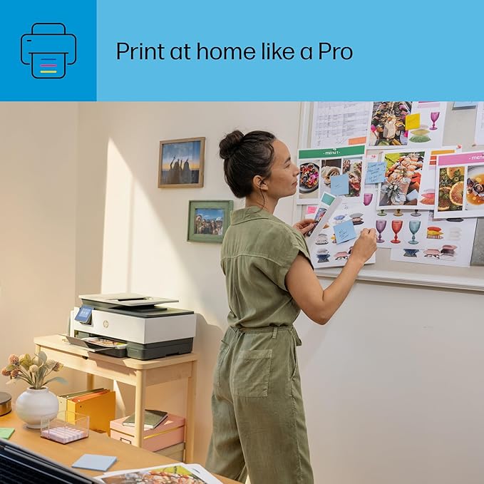 HP OfficeJet Pro 8125e Wireless All-in-One Color Inkjet Printer, Print, scan, Copy, ADF, Duplex Printing Best-for-Home Office, 3 Month Instant Ink Trial Included, AI-Enabled (405T6A)