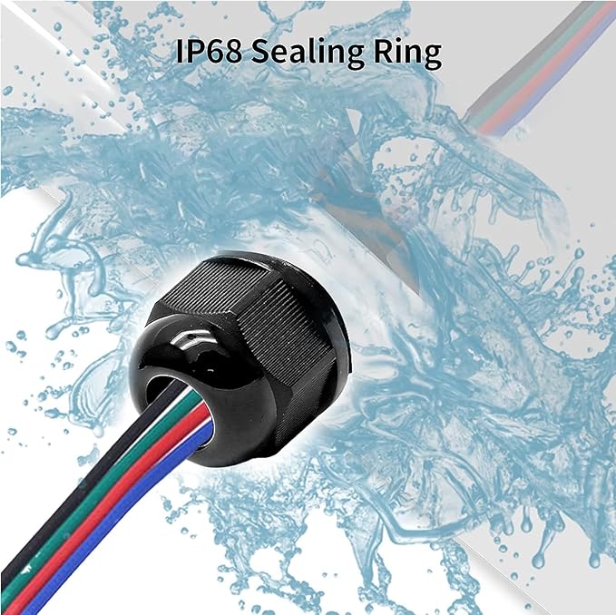 Bonsicoky 20 Pcs Nylon Cable Gland Kit, IP68 Waterproof Adjustable Cord Grip Cable Connector Strain Relief Wire Protectors, 1/4" 3/8" 1/2" 3/4" 1", Black