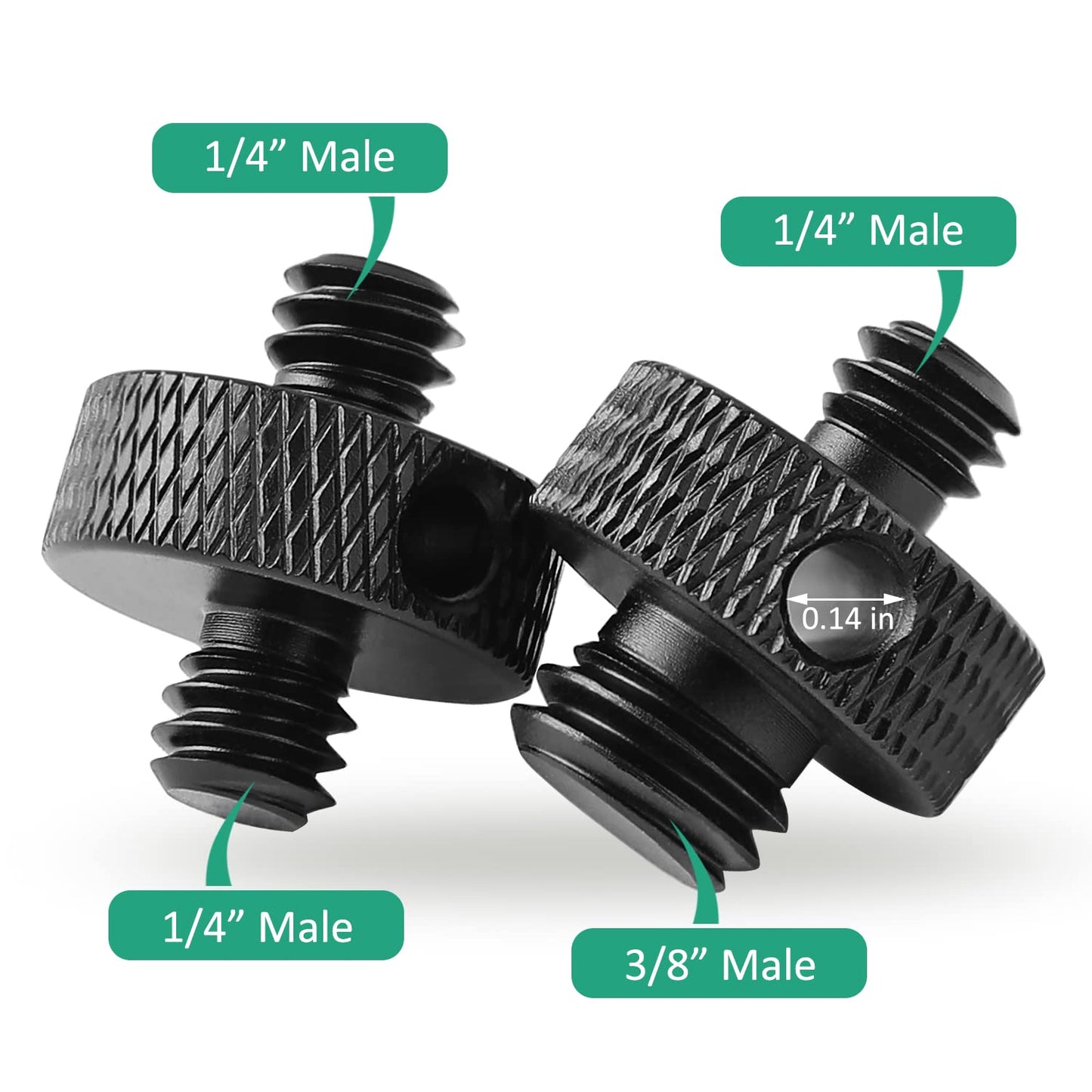 Rigych Camera Mount Screw 1/4" Male to 1/4" Male & 1/4" to 3/8" Tripod Screw Adapter with Hole 7 Pcs Set for Camera Tripod Mount Light Stand DSLR Equipped with Hex-L Key (Black)