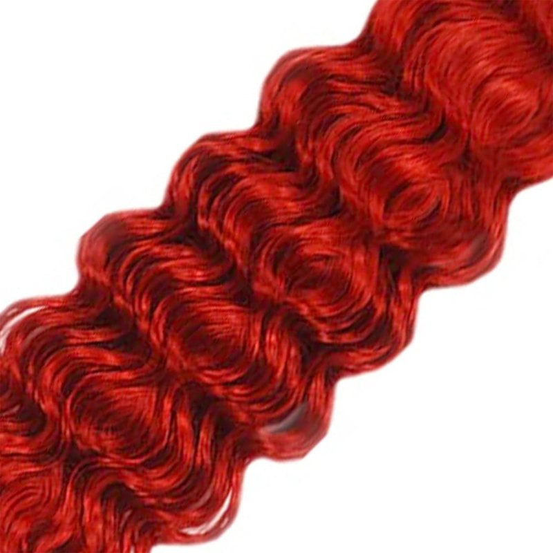 Red Human Hair Bundles Deep Wave 34 Inch Deep Single Bundle Human Hair Light Red Color Unprocessed Native Virgin Hair 100g Total Double Weft Crochet Human Hair Extensions for Women