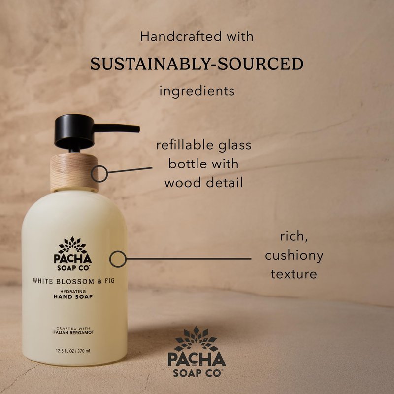 Pacha Soap Co. Liquid Hand Soap Refill - Santal & Amber, Hydrating & Moisturizing Formula with Clean Ingredients, Paraben, sulfate, and Dye Free, Made in the USA, 2-Pack (32 fl oz Each)