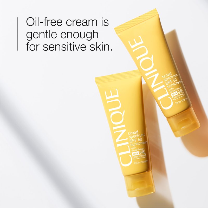 Clinique Broad Spectrum SPF 50 Sunscreen Oil Free Face Cream | Safe For Sensitive Skin, 1.7 Fl Oz