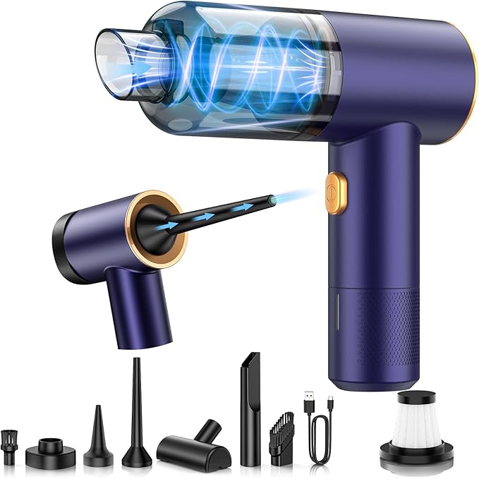 Vizeusvac Handheld Car Vacuum Portable Cordless,18000PA High Power Vacuum Cleaner with Brushless Motor.7 in 1 Mini Hand Held Vacuum Rechargeable AirDuster/Blower for Car,Home,Ofice,Pet