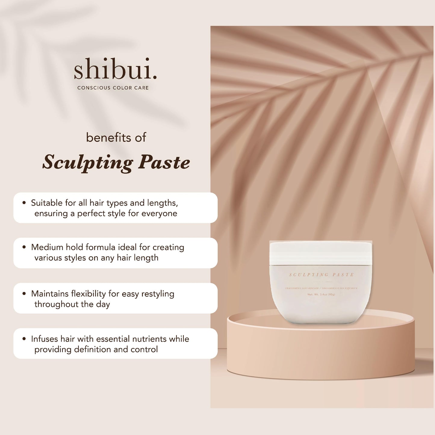 Shibui Sculpting Paste, Medium Hold & Texture, Non-Sticky & Non-Flaky, Vegan & Sulfate-Free, 2 Fl Oz