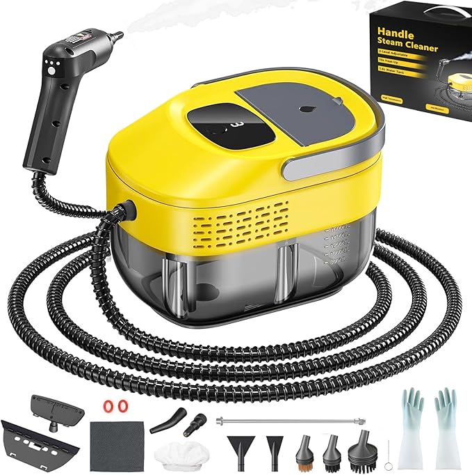 2026 New 3 Level Adjustable Pressurized Handheld Steam Cleaner for Home, 10s Heat-Up Handheld Steamer for Cleaning, 1.6 Qt Tank Portable Steam Cleaner Handheld for Car,Grout,Tile,Couch (beige)