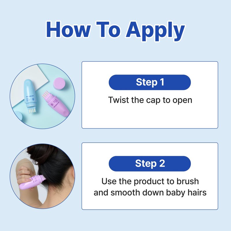 modubom All Day Brush Fixer Matte Sky - Hair Taming Wand for Flyaways and Frizz, Non-Sticky Hair Finishing Stick for Sleek Look, Natural Hold Hair Tamer for Baby Hair & Bangs, Portable Hair Wax Stick