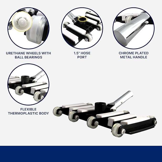 FibroPool Professional-Grade Flexible Pool Vacuum Head - Extra-Wide, Weighted Design for Effortless, Deep Cleaning on All Surfaces - Compatible with Standard Swimming Pool Poles & Hoses