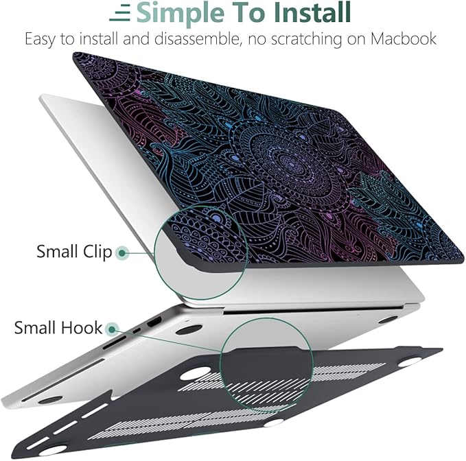DONGKE Compatible with MacBook Pro 16 Inch Case (2026-2021 Release, M5 M4 M3 M2 M1 Pro/Max Chip), Plastic Hard Shell Cover with Keyboard Cover & Screen Protector for MacBook Pro 16", Colorful Mandala