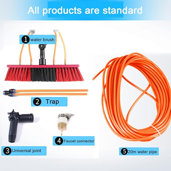 Telescopic Window Cleaning Pole with Water Fed Brush - Extendable Solar Panel Cleaner Tool, 3-11M Reach, 50cm Brush Head for Outdoor Roof Washing & Conservatory Cleaning