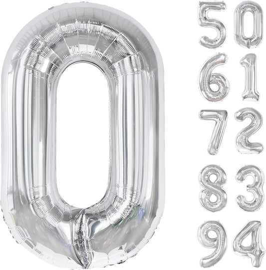 Silver Number Balloons by [Brand Name] - 40 Inch 0 Balloon for Birthday Decorations | Perfect for Any Celebration