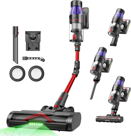 Ultenic Cordless Vacuum Cleaner, 600W 55Kpa 60Mins Vacuum Cleaners for Home, with 180°Bendable Wand, Anti-Tangle Brush, Charging Dock, Stick Vacuum Cordless for Pet Hair/Carpet/Floor/Car