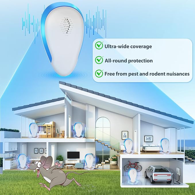 2026 Upgraded Ultrasonic Pest Repeller Indoor Insect Repeller Pestlab, Repellent Roach, Mouse, Bugs, Mosquito, Mice, Spider, Ant, Rodent Repellent Ultrasonic Plug in, Pet-Friendly, 6 Pack