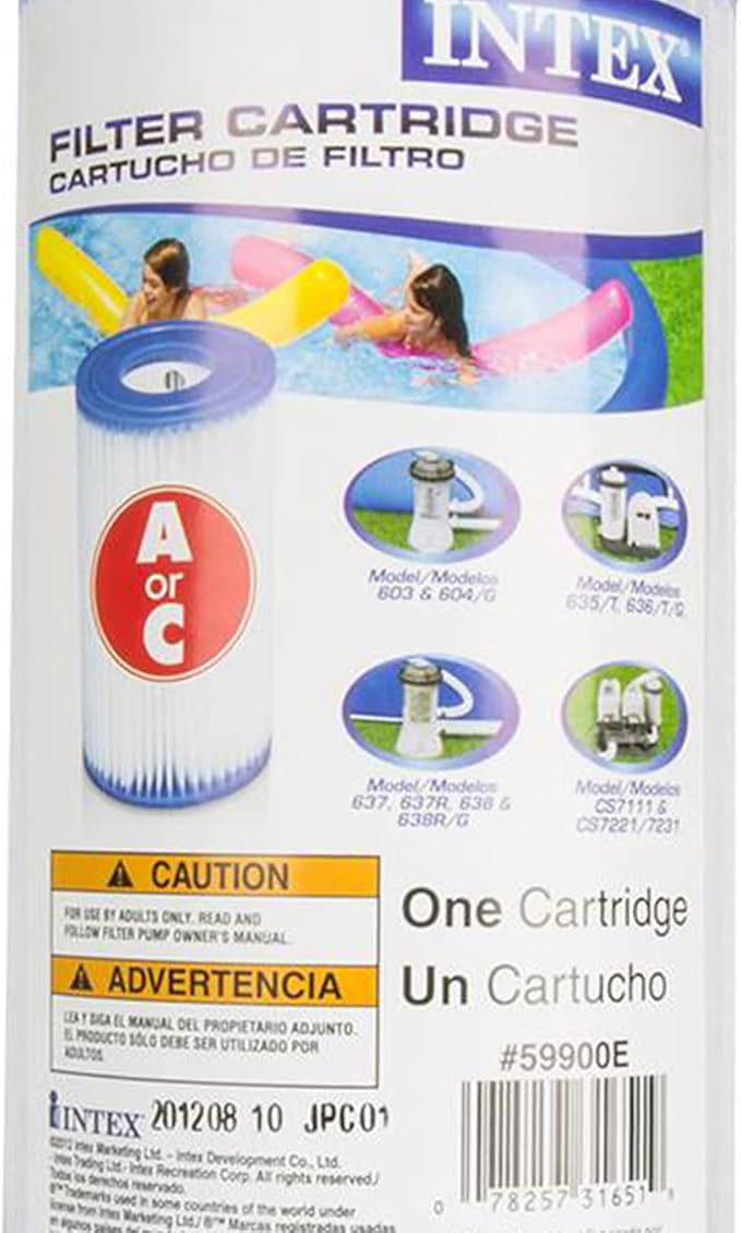 Intex 29000E 8" x 4.25" Type A Easy Set Above Ground Pool Replacement Filter Cartridge or Similar Brand Pool Pumps, (4 Pack)
