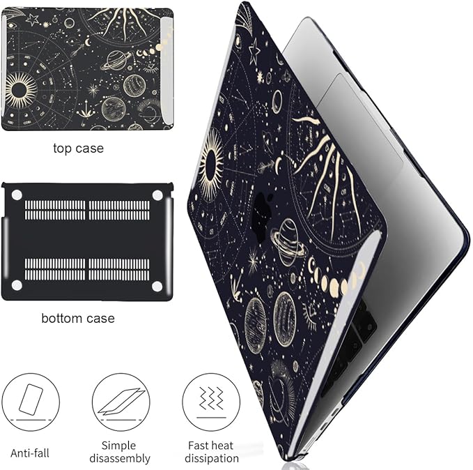 LCMOCICO for MacBook Air 13 inch Case M5 M4 M3 M2 Chip 2026 2025-2022 Release A3449 A3240 A3113 A2681, Scratch Resistant Hard Shell Protective Laptop Cover for Mabook Air 13.6 M5 2026, Constellation