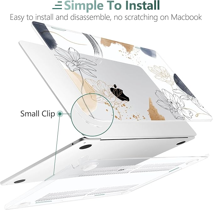 TWOLSKOO for MacBook Air 13 inch Case M5 2026 M4 2025 M3 M2 2024-2022 A3449 A3240 A3113 A2681, Plastic Hard Shell & Keyboard Cover & Screen Film for MacBook Air 13.6 inch Case, Florals X450