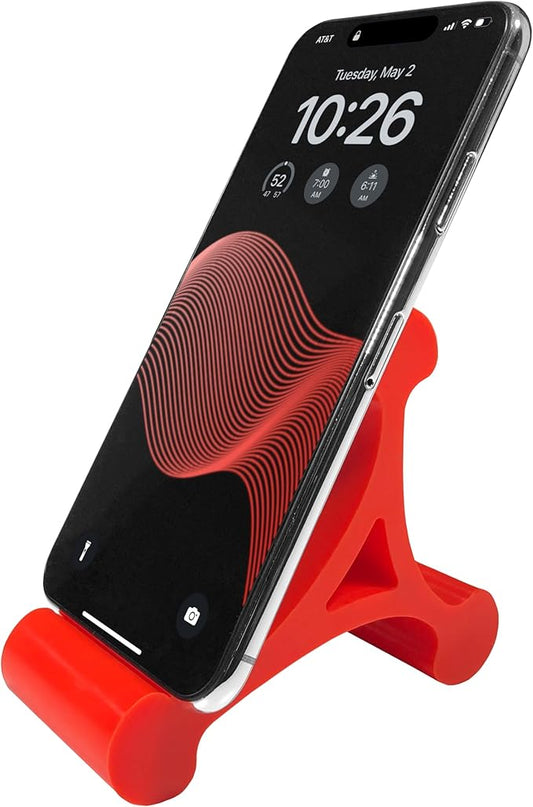 Mica Design Company Skalene Phone Stand - 100% Silicone Rubber, Adjustable Phone Holder, Prop, Rest - Desk, Office, Home, Kitchen Accessory (Flash Red)