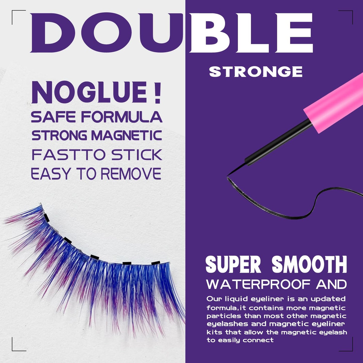 Magnetic Eyelashes 7C SevenCrown Round Magnetic Lashes with Eyeliner,3D Natural Look Magnetic Lash with Applicator,10 Pairs,Cruelty-Free, Long Lasting.