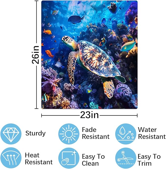 Ocean Fish Turtle Dishwasher Magnet Cover Decorative Refrigerator Covers Magnetic Reusable Dishwasher Door Cover Kitchen Appliance Sticker Cover 23x26Inch