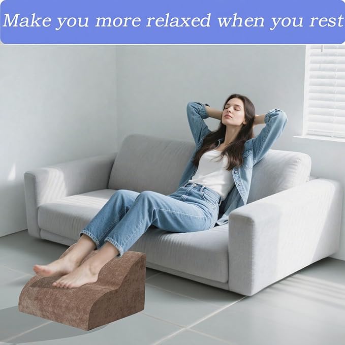 OpyTikar Foot Rest for Under Desk at Work.Multifunctional 3-Tier Foot Stool,with Washable Footrest.for Under Desk,Office Chair Gaming Chair & Sofa,Leg Elevation Pillow,Supports Posture-Brown