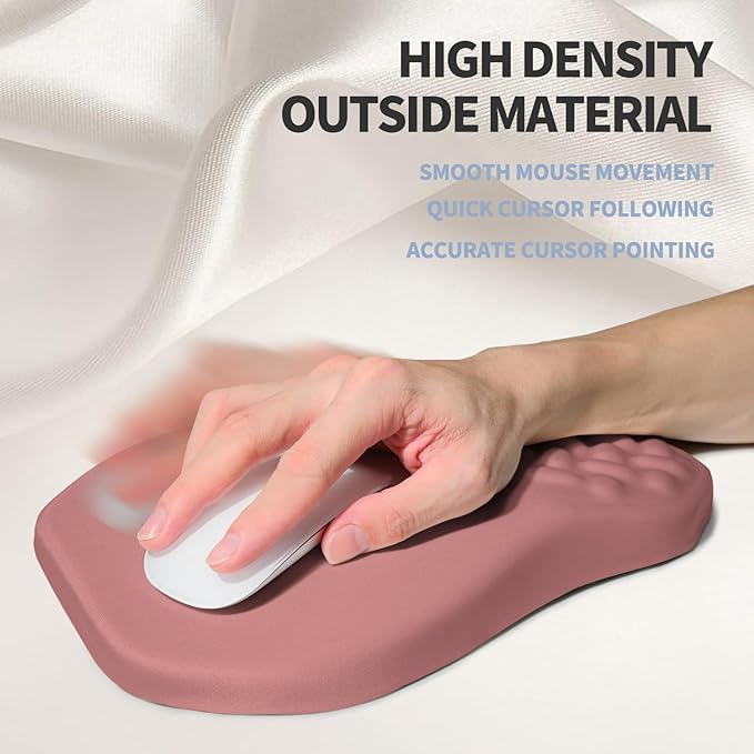 Gleamtide Ergonomic Raised Mouse Pad Wrist Support with Bilateral Slope Memory Foam Mousepad for Wrist Rest and Carpal Tunnel Pain Relief 11.8x7.9〃 Salmon Pink