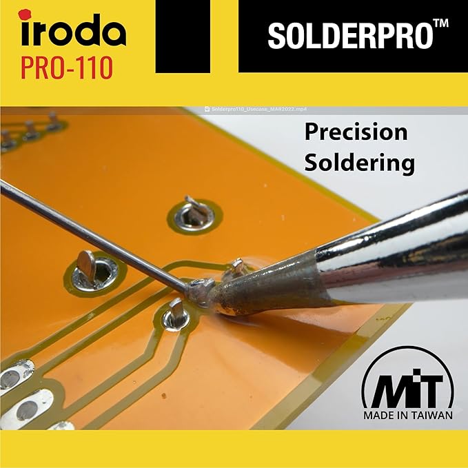 IRODA SolderPro 110 Butane Soldering Iron Kit, 115 MIns Run Time, Rapid Heat Up, Professional Set With Tips & Sturdy Tool Case (No Butane Included)
