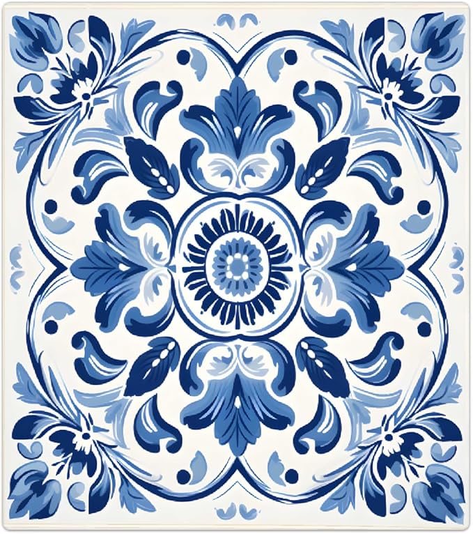 Dishwasher Magnet Cover Blue Ethnic Flower Paisley Reusable Dishwasher Magnetic Cover Sticker Decorative Dish Washer Door Cover Panel for Home Kitcen Appliance, 21x26 in