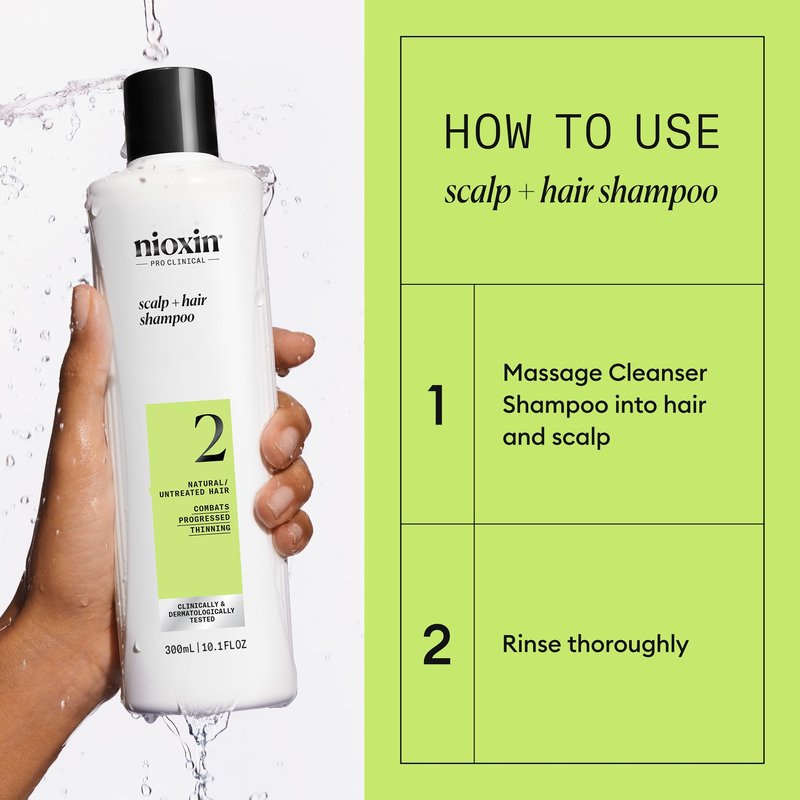 NIOXIN Scalp + Hair Thickening System 2 Shampoo| For Natural or Untreated Hair with Progressed Thinning |With Niacinamide and Biotin |10.1 Fl oz.