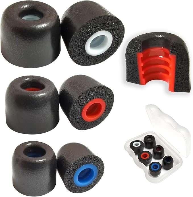 Luckvan Memory Foam Earbuds Tips Replacement Fit 4.0mm-5.5mm Isolation Noise Replacement Foam Ear Tips for in-Ear Earphones with Storage Box