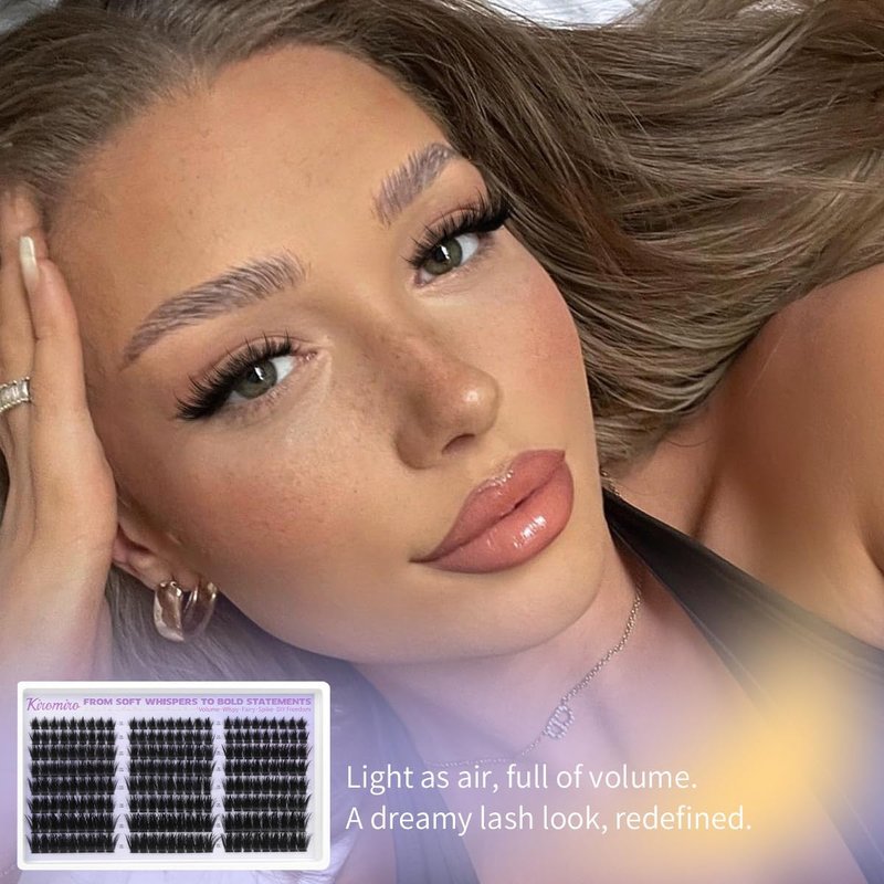 Kiromiro Lash Clusters with Spikes Eyelash Clusters Fluffy 12-20mm Cluster Eyelash Extensions 216pcs Individual Lashes Clusters Wispy DIY Lash Extension Cluster Lashes Mink