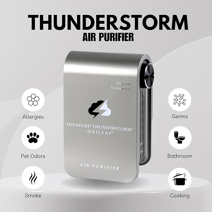 EdenPURE Thunderstorm III Air Purifier - Wall Plug In Air Ionizer Generator, Ozone Odor Eliminator for Home, Pets, Car and Removes Mold - USB Powered, Filter Free Portable Cleaner for Indoor & Travel