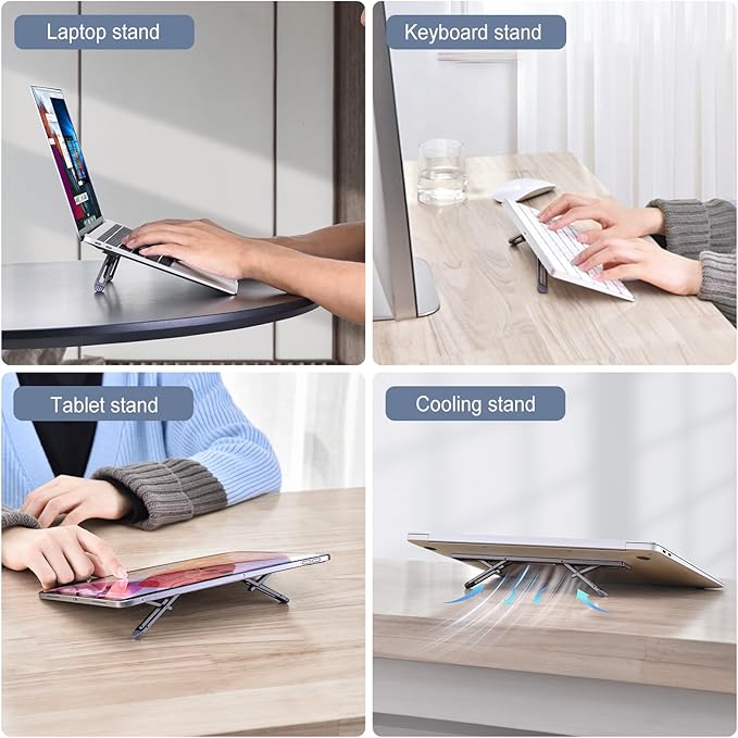 nediea Laptop Risers for Desk, 4 Adjustable Heights Laptop Stand, Keyboard Riser, Ergonomic Laptops Feet for Desk, Compatible with MacBook Air Pro, with Dell, with HP, More 10-15.6” Laptops