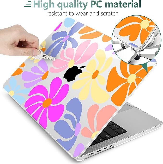 DONGKE Compatible with MacBook Pro 16 Inch Case (2026-2021 Release, M5 M4 M3 M2 M1 Pro/Max Chip), Plastic Hard Shell Cover with Keyboard Cover & Screen Protector for MacBook Pro 16", Power Florals