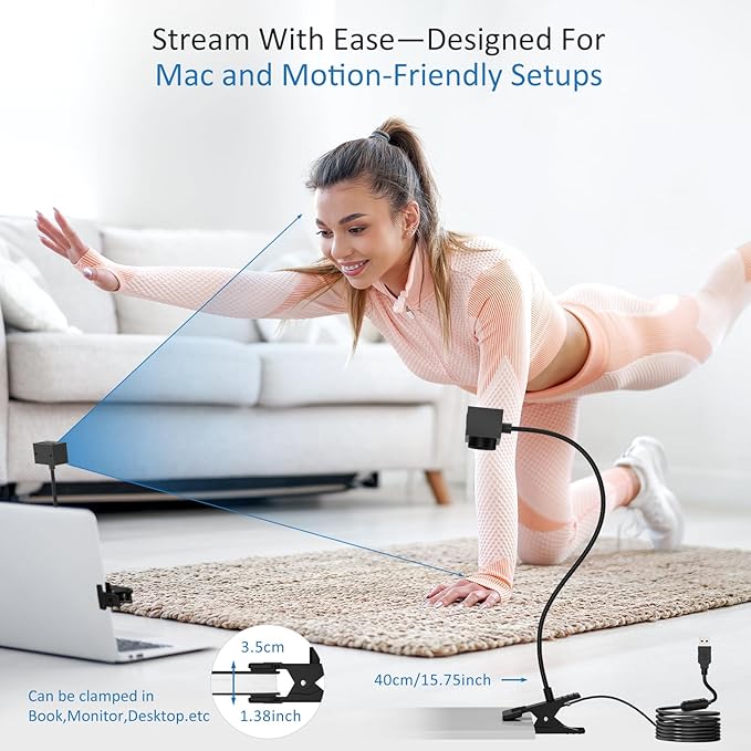 Webcam for PC, 1080P Streaming Camera, Web Camera for Desktop Computer/Laptop Webcam with Microphone, Plug and Play USB Web cam with Bracket, Manual Focus, for Live Streaming, Video Calls, Meetings