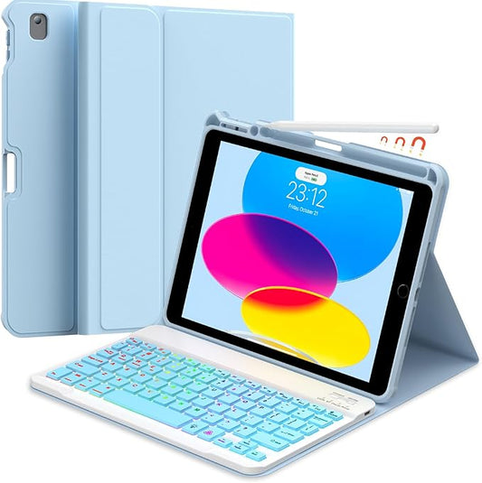 everylikit Keyboard Case for iPad Air 11-inch (M3 2025 / M2 2024) & iPad Pro 11 inch(1st/2nd/3rd/4th Generation)，Magic Magnetic Backlit (Sky Blue)