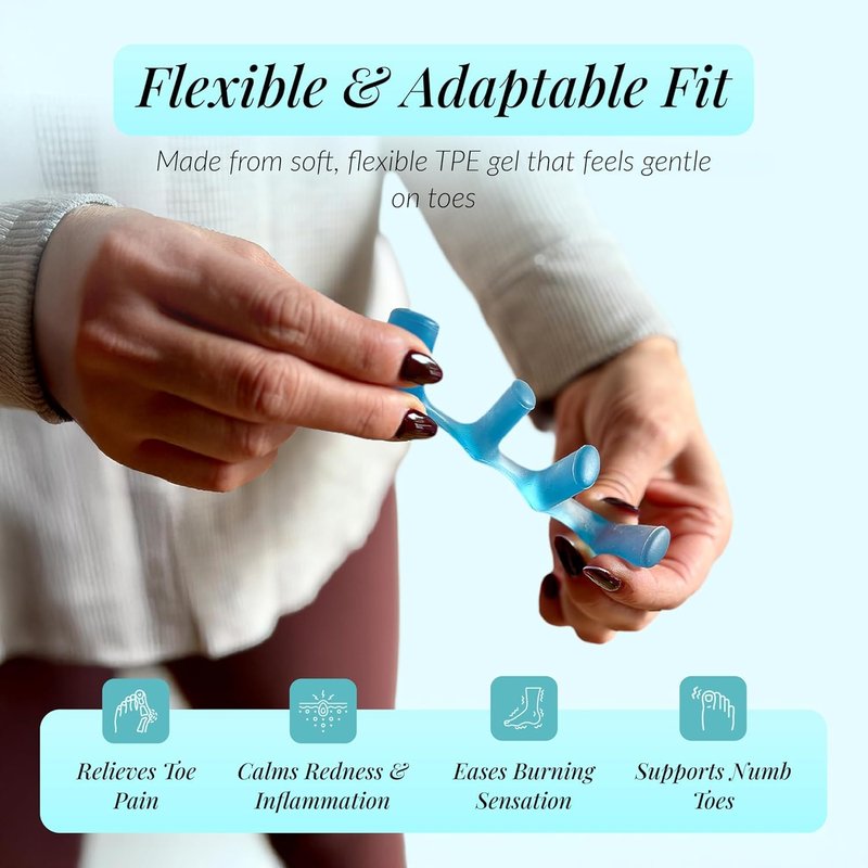 Toe Separators for Yoga & Foot Recovery - Soft Gel Spacers | Small Blue, 1 Pair, Reusable & Washable