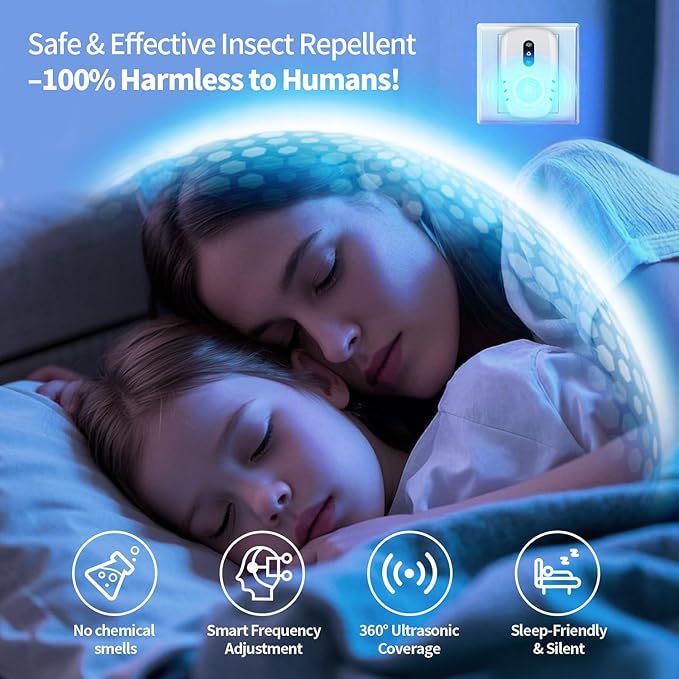 2025 Upgraded Ultrasonic Pest Repellent Indoor Insect Repeller, Pest Control, Repellent Roach, Mouse, Bugs, Mosquito, Mice, Spider, Ant, Rodent Repellent Ultrasonic Plug in, 3 Mode Switching, 2 Packs
