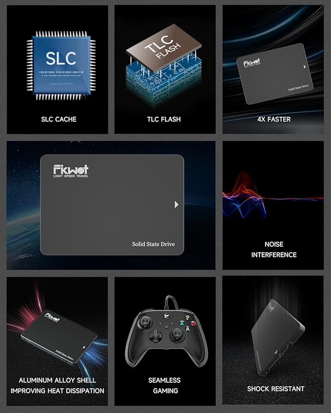 Fikwot FX812 256GB SSD SATA III 2.5" 6GB/s, 3D NAND TLC, 70% SLC Cache, Up to 560MB/s, Compatible with Laptop & PC Desktop