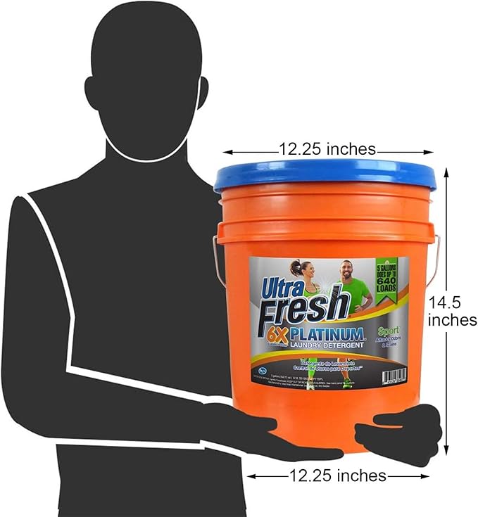 Ultra Fresh Platinum Sport 5 Gallon 6x Laundry Detergent Suitable for All Machine Type and Up to 640 Laundry Loads with Pump (4 Pack)
