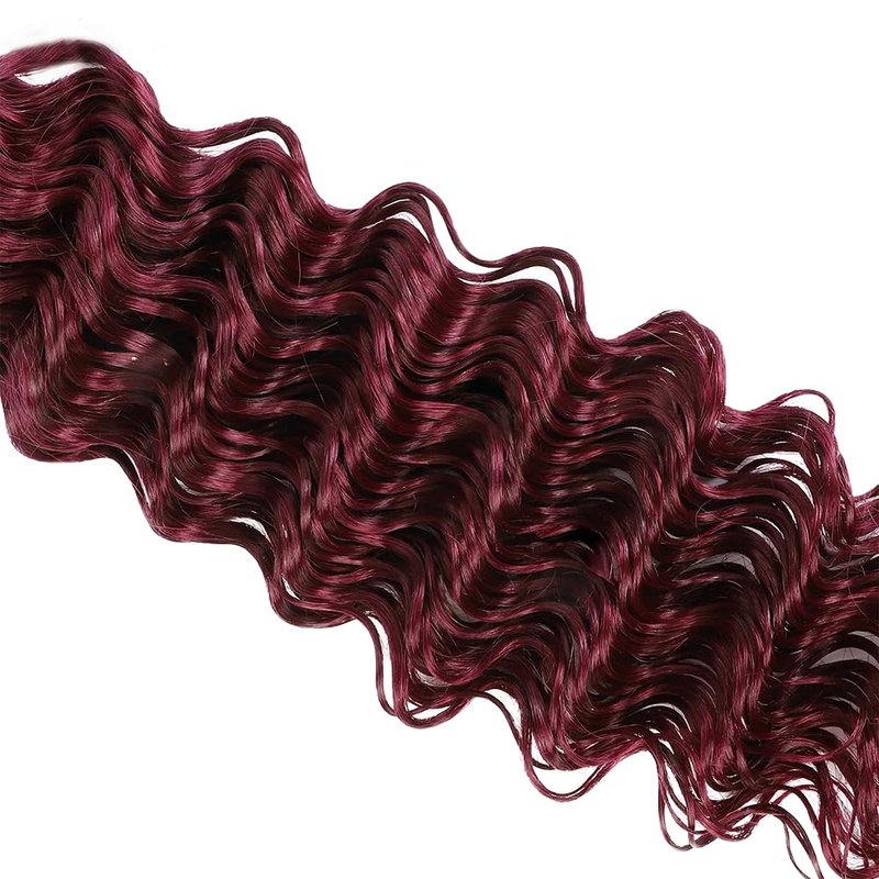 Deep Wave Human Hair Bundles - 14 Inch Wine Red #99J Burgundy Brazilian Virgin Hair | 3 Bundles, 50g Each