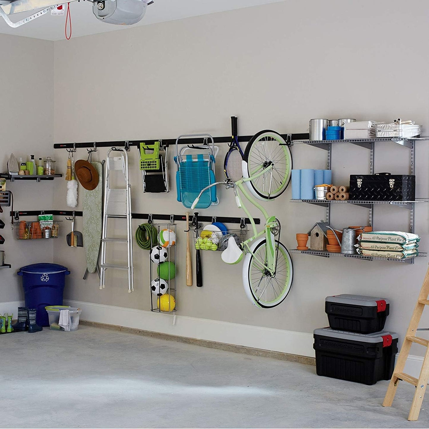 Rubbermaid Fasttrack Heavy-Duty Bicycle Storage Wall Hook - Vertical Bike Rack for Bikes Up to 50 lbs (4 Pack)
