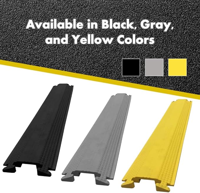 Kable Kontrol Drop Over Floor Cord Cover – 36” Inch Long 1 Channel Cable or Wire Protector – 140 Pcs Bulk Pack - Rubber Ramp for Indoor and Outdoor Use – Black