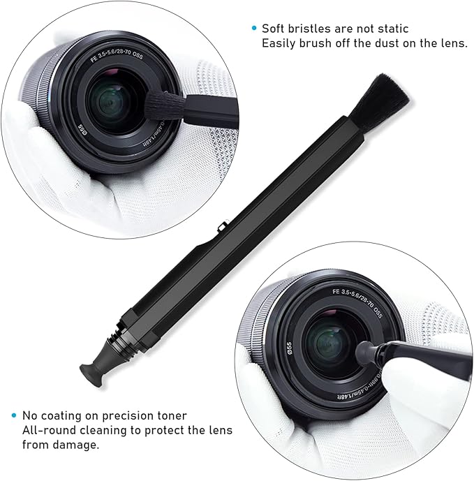 VSGO Professional Lens Cleaning Pen, Double-Ended Lens Brush with Soft Brush and Nano Optical Carbon for Camera, Optical Lenses, and Glasses(V-P01E)