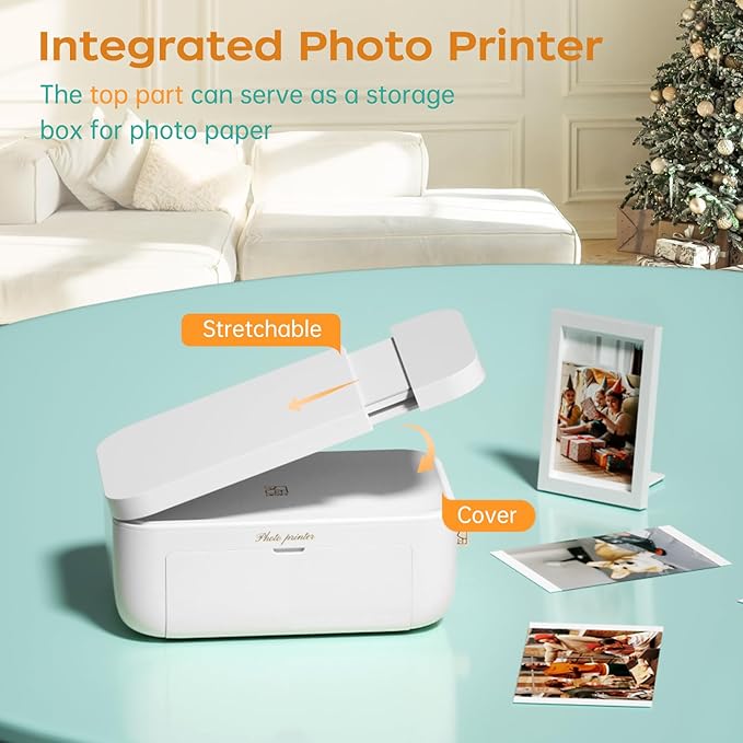 HPRT Photo Printer 4x6 with 108 Sheets & 2 Cartridges, Instant Picture Printer for iPhone & Android, Bluetooth Dye Sublimation Phone Photo Printer, Home Use, Ideal Gift, White