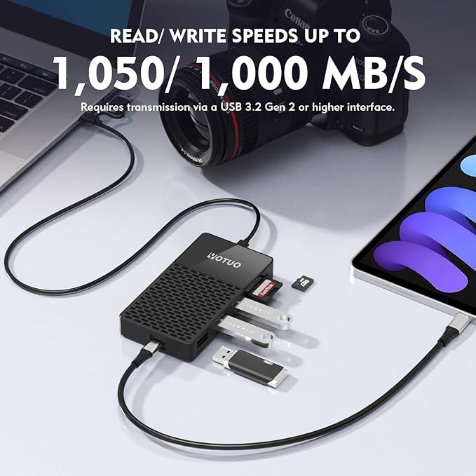 YOTUO Portable SSD 1TB, Up to 1050MB/s, USB-C External Solid-State Drive with All-in-One Multi-Port USB 3.2 Hub and SD/TF Card Reader Docking Station with iPhone 17/PC/Laptop/Mac/Windows/Android/iOS.
