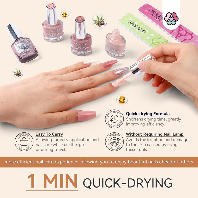 SAVILAND Pink Nail Polish Set: Burgundy Dark Red White Pearl Quick Dry Nail Polish Regular Kit with Castor Oil Base and Top Coat Nail Lacquer Set DIY Art at Home Gift 12 Colors 14 Pcs
