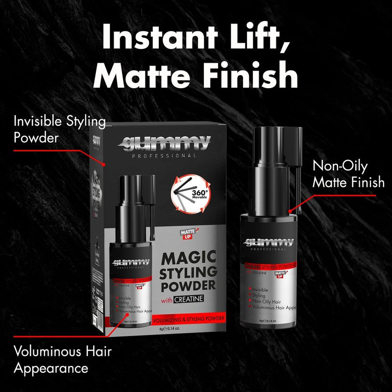 Gummy Professional Magic Styling Powder with Creatine – Texture Powder for Instant Volume – Matte Finish Texturizing Styling Dust – Root Lifting and Thickening Hair Volumizer for Men and Women – 4 g