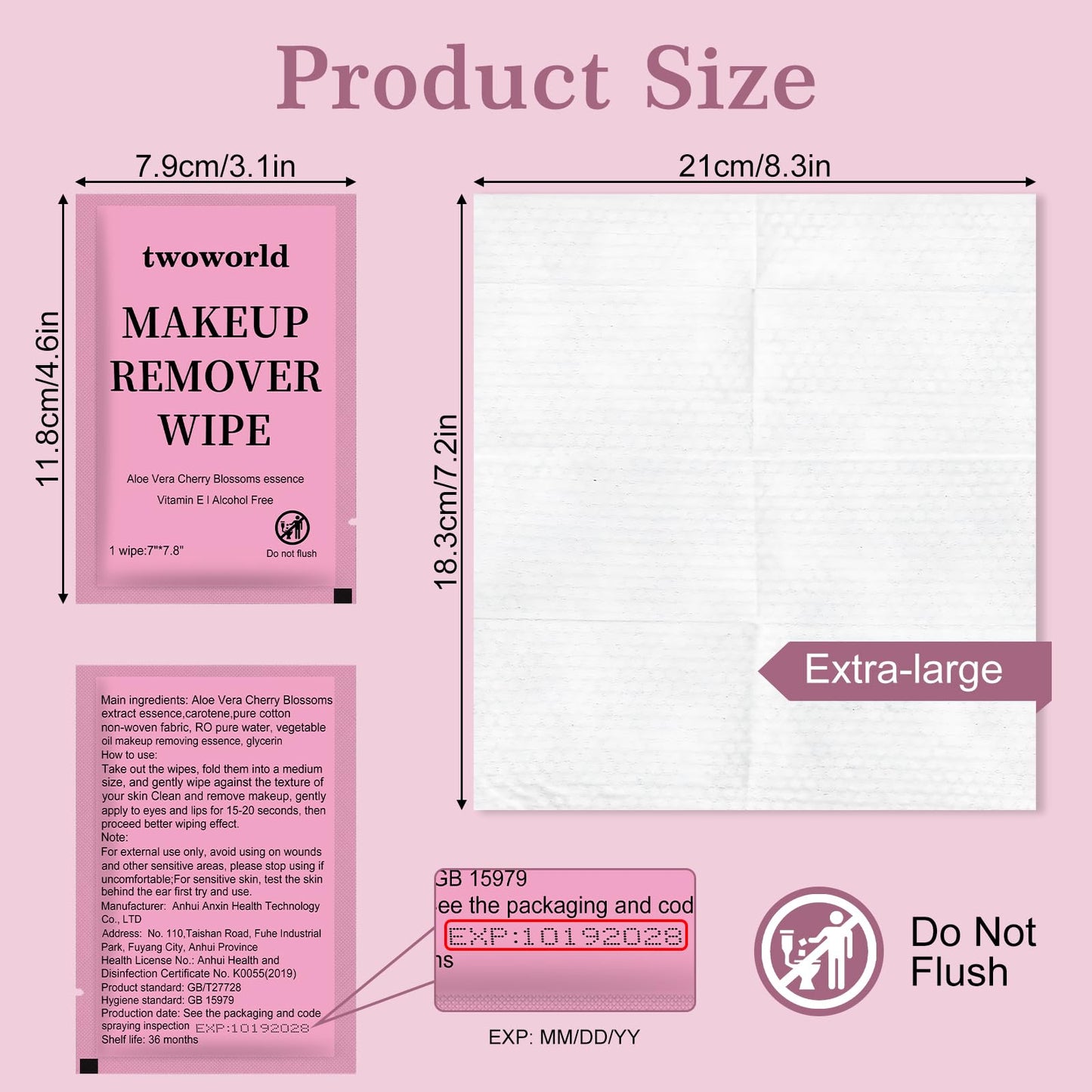 100 Makeup Remover Wipes Bulk Individually Wrapped Travel Makeup Wipes