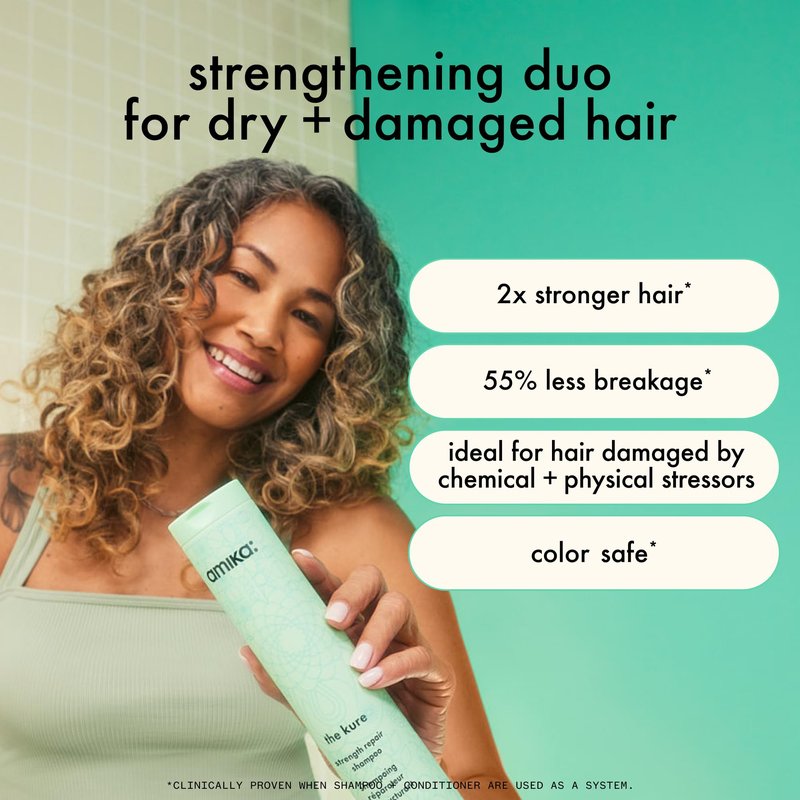 amika the kure bond repair shampoo & conditioner, 275ml each